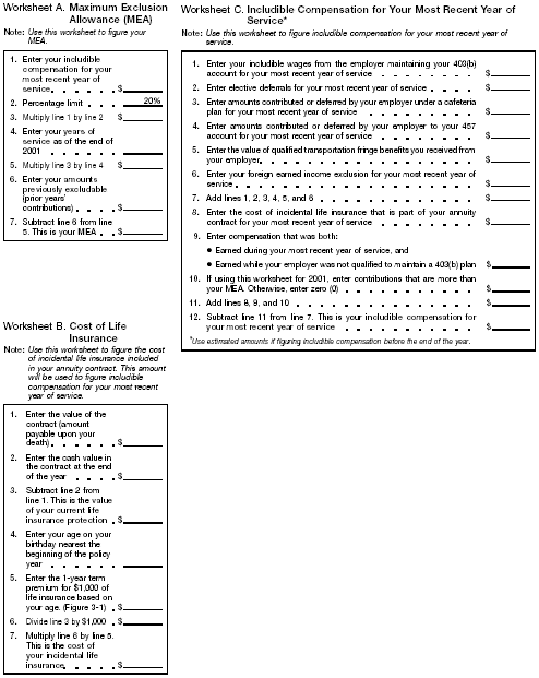 Worksheets A thru C